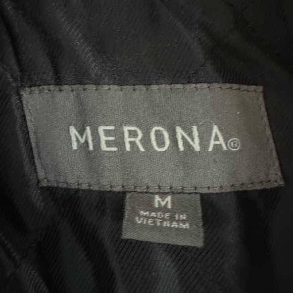 Merino Wool Blend Black Peacoat - Picture 4 of 7